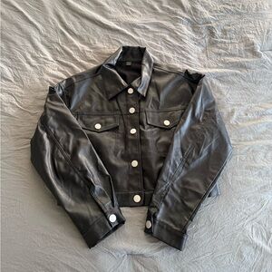Black Leather Cropped Jacket